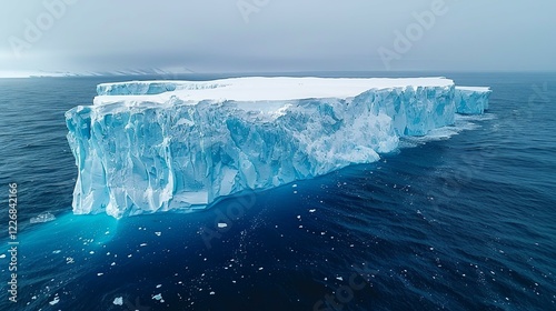 Majestic tabular iceberg floats in the ocean