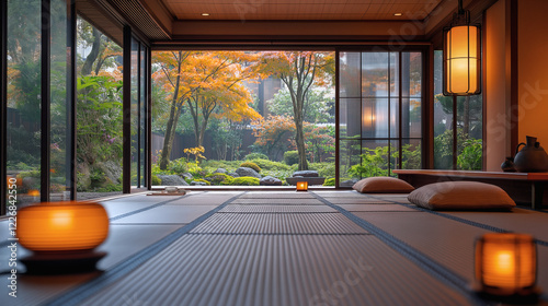 Serene Traditional Japanese Tatami Room photo