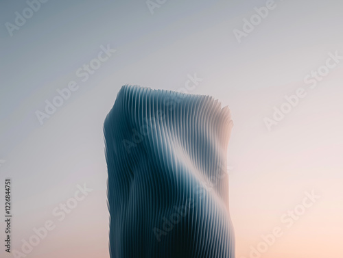 Abstract 3D floating brushstroke texture in soft gradient lighting, futuristic digital art background
 photo