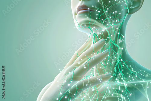 3D illustration of human lymphatic system, isolated on white background photo