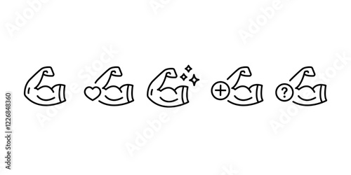 Strong arm line icon. Strength muscle sign. Gym fit training symbol. Quality design element. Linear style strong arm icon. Editable stroke. Vector