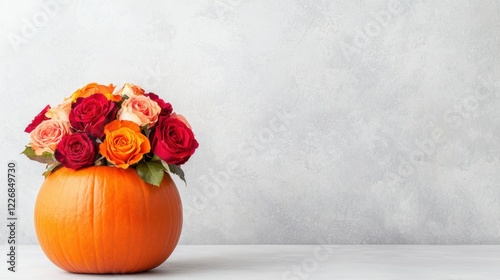 Wallpaper Mural Autumn floral display with roses in pumpkin vase home decor Torontodigital.ca