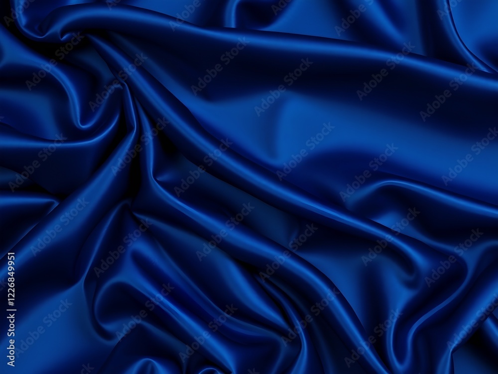 Fototapeta premium Royal blue flowing fabric creates a luxurious abstract background with light