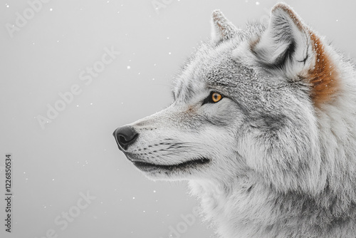 Wallpaper Mural Majestic Wolf Profile In Winter Snowfall Torontodigital.ca
