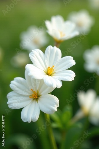 soft white cottony flowers blooming in the garden, flora, white