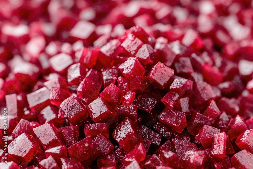 A pile of red cubes with a wet, sticky texture. The cubes are arranged in a way that they look like they are piled on top of each other A pile of red cubes with a wet, sticky texture. The cubes are arranged in a way that they look like they are piled on top of each other