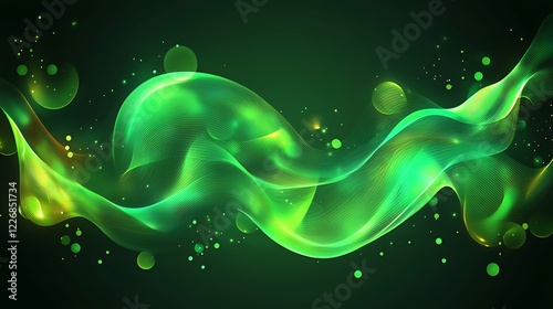 Abstract Green Wave Energy Flowing Design photo