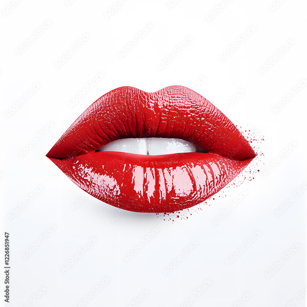 Obraz premium Red lips isolated on white background