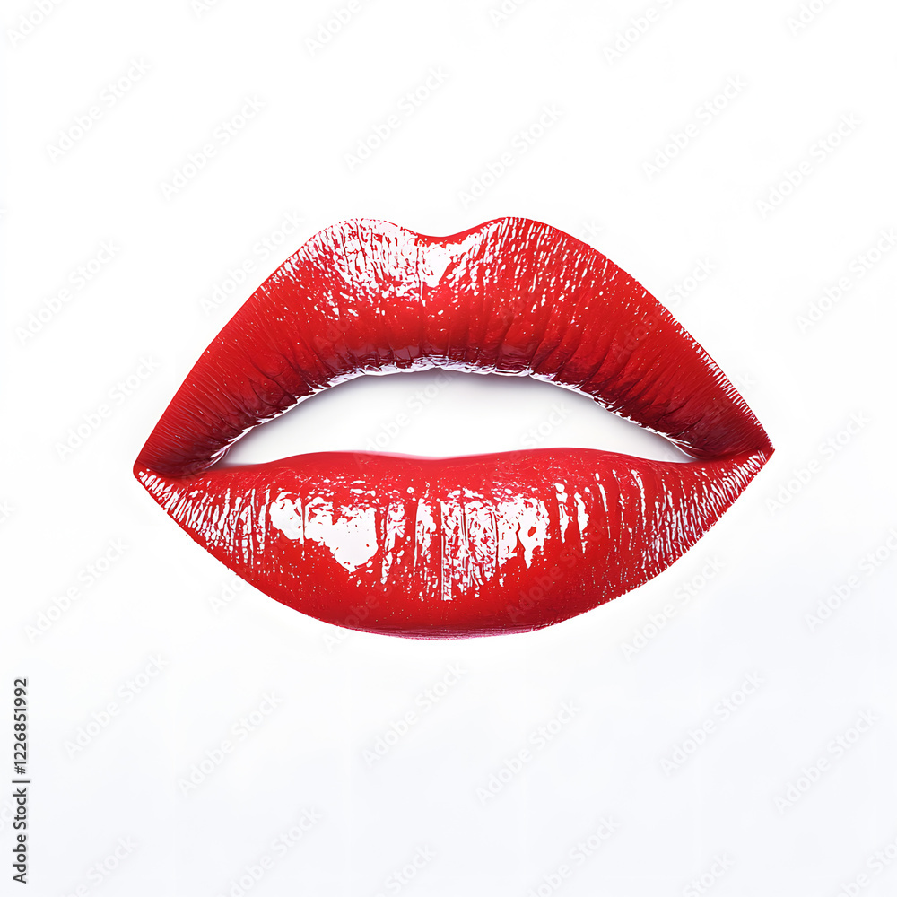 Obraz premium Red lips isolated on white background