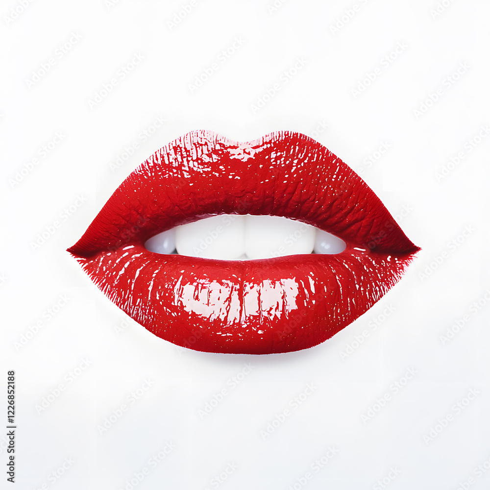 Obraz premium Red lips isolated on white background