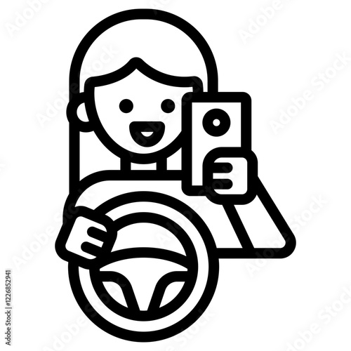 스마트폰을 사용하는 운전자 아이콘