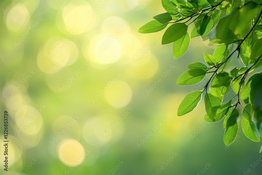 Green leaves, sunlight bokeh, nature background, spring Green leaves, sunlight bokeh, nature background, spring