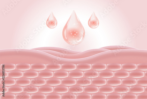 Drop of water with skin and collagen. Skincare and face treatment product concept.