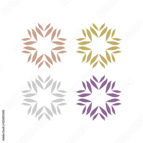 Natural Healing Wellness Ayurveda Center Mandala Art Sign Symbol isolated on White