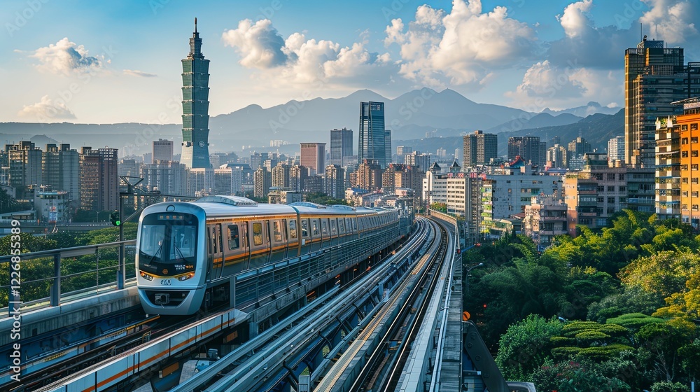 Obraz premium Taipei City Skyline Train Transit System