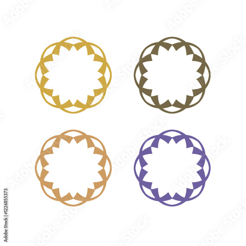 Natural Healing Wellness Ayurveda Center Mandala Art Sign Symbol isolated on White