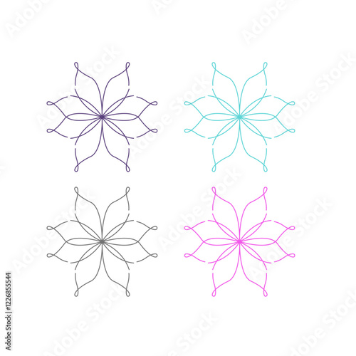Natural Healing Wellness Ayurveda Center Mandala Art Sign Symbol isolated on White