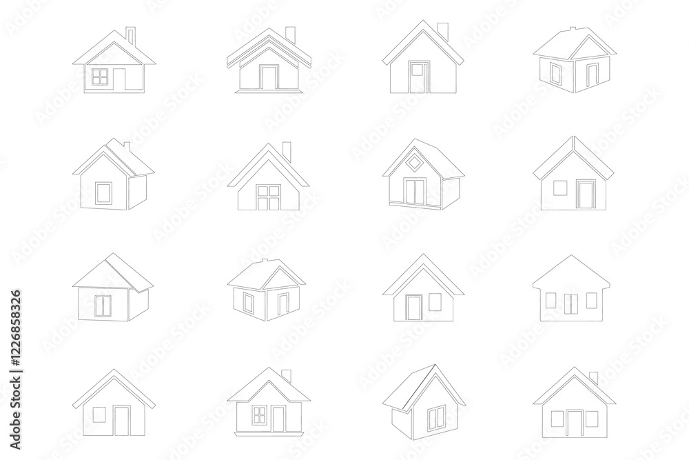 Fototapeta premium A basic house icon with a triangular roof and a square base