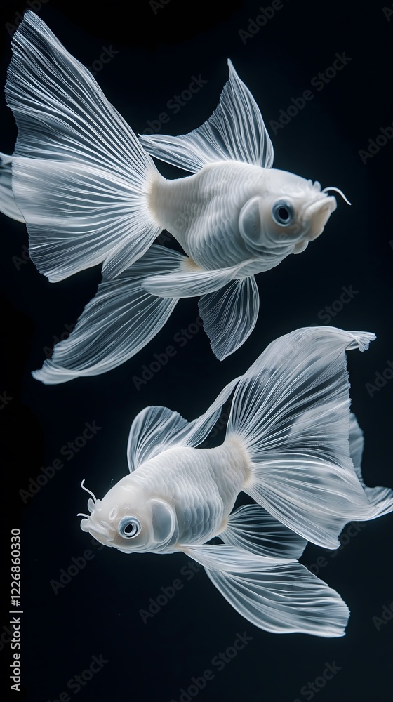 Fototapeta premium Ethereal Grace: Ghostly Goldfish