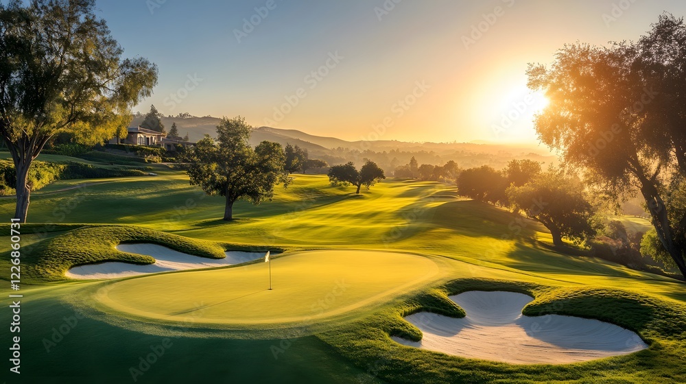 Fototapeta premium Serene Golf Course at Sunrise