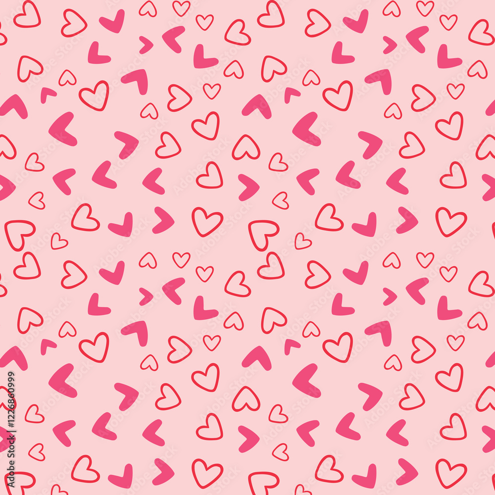 Seamless pattern with hearts on a pink background. Vector illustration. Seamless pattern with hearts on a pink background. Vector illustration.