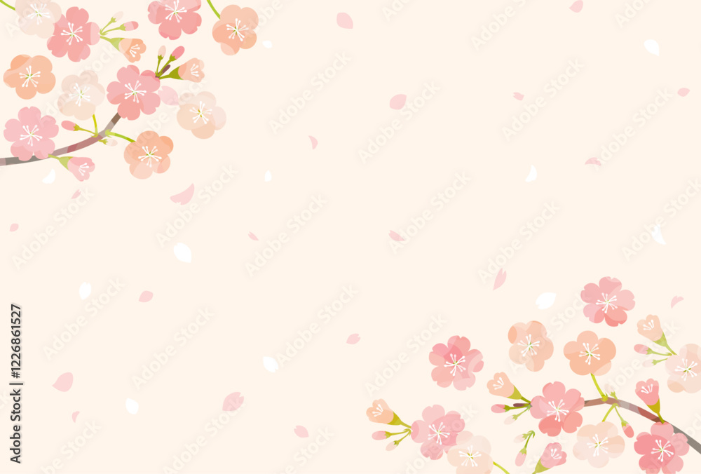 Fototapeta 桜が舞い散る春背景