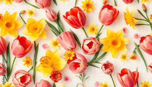 Wallpaper Mural Spring Blooms Tulips and Daffodils Floral Arrangement Torontodigital.ca