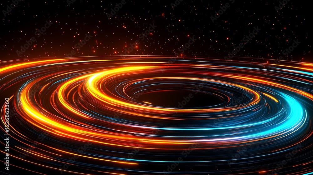 Abstract swirling light patterns in orange and blue hues Abstract swirling light patterns in orange and blue hues