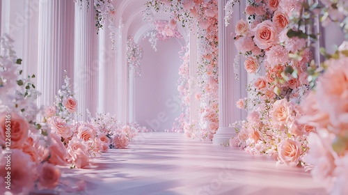 Wedding backdrop with flowers and wedding decorations