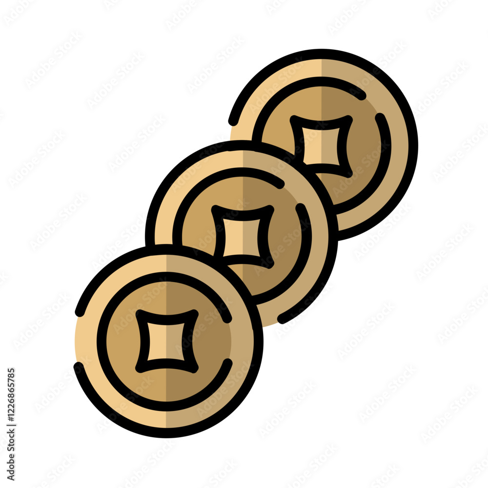 chinese new year Gold Coins, Ingot icon chinese new year Gold Coins, Ingot icon