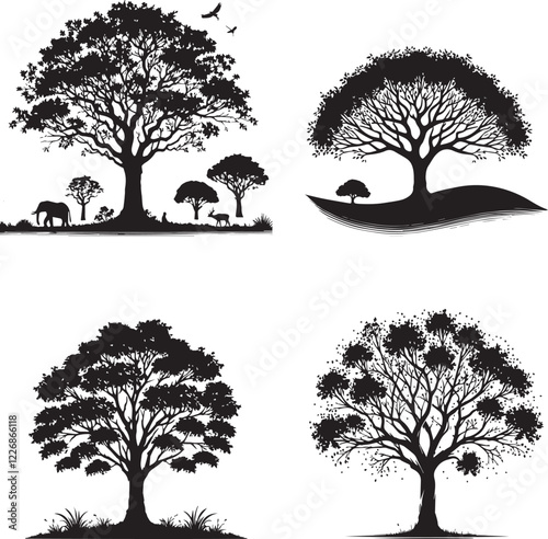 Tree silhouette style minimalist white background