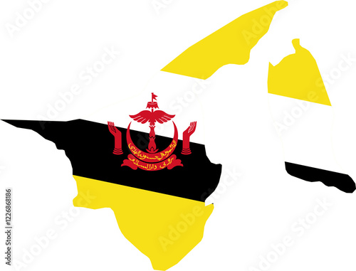 Brunei fills with flag transparent map