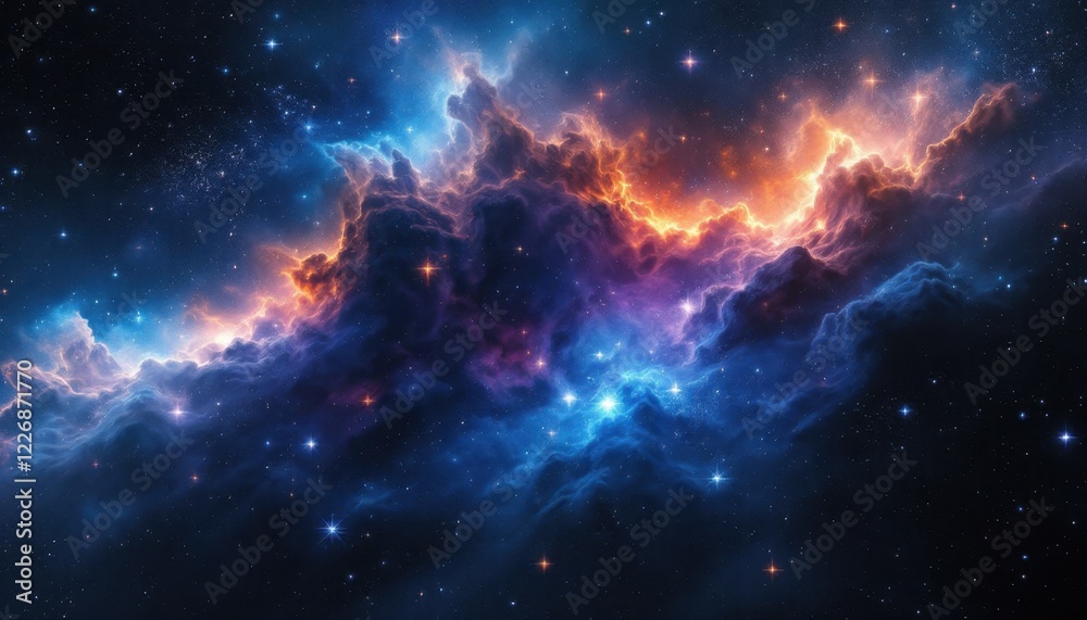 Obraz premium Stunning cosmic nebula with vibrant colors and mystical clouds in space