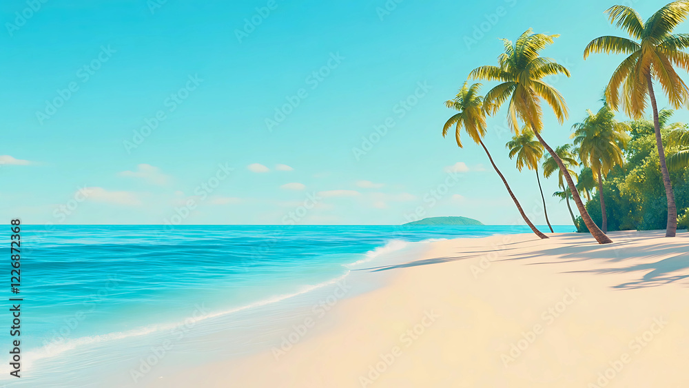 Tropical Paradise Beach with Turquoise Water and Palm Trees Tropical Paradise Beach with Turquoise Water and Palm Trees