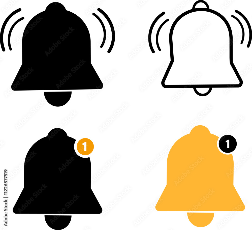 Notification bells icon. Color Flat Line Icons Notification bells icon. Color Flat Line Icons
