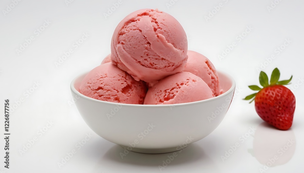 Fresh Strawberry Sorbet in a Bowl – Isolated on White or Transparent Background. 7 Fresh Strawberry Sorbet in a Bowl – Isolated on White or Transparent Background. 7