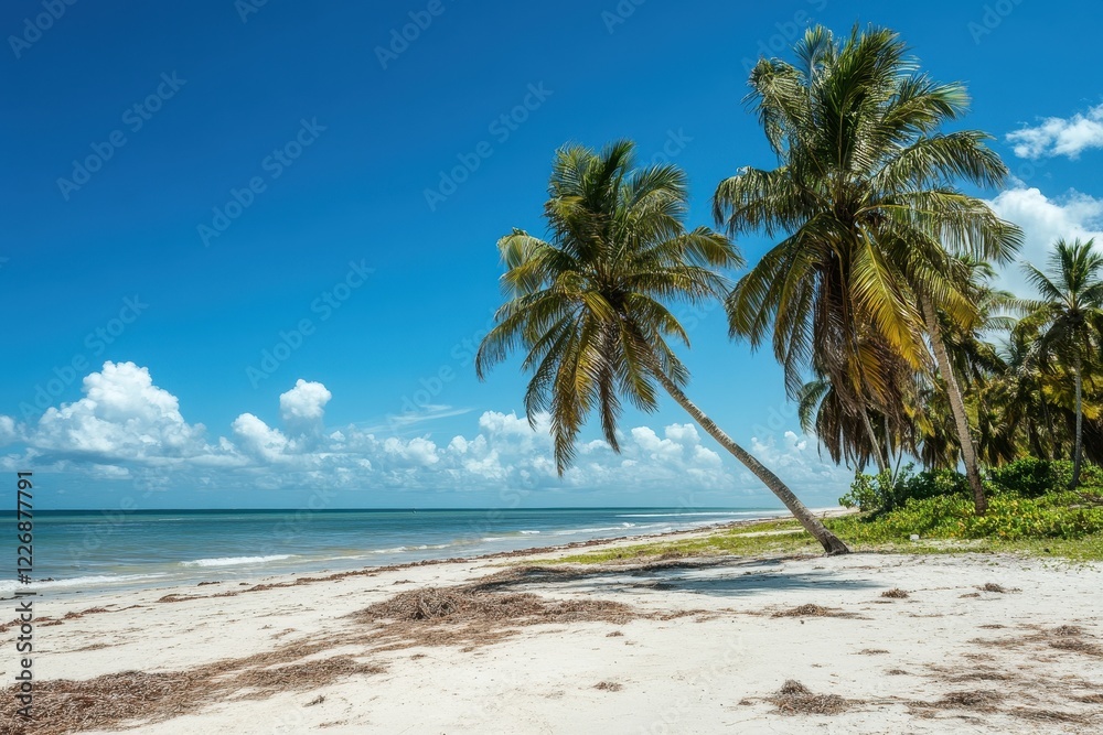 Tropical beach palm trees ocean summer vacation paradise Tropical beach palm trees ocean summer vacation paradise