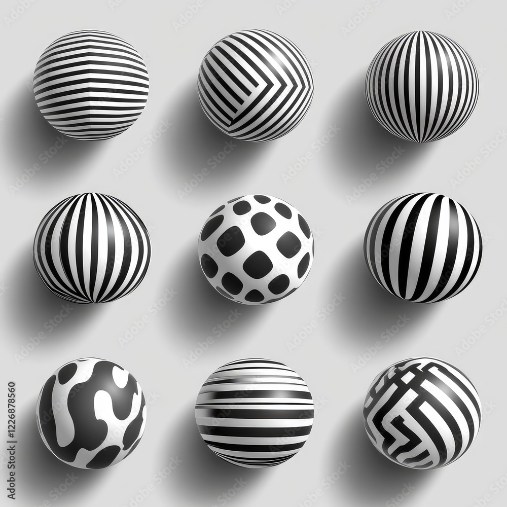 Black and White 3D Abstract Shapes Black and White 3D Abstract Shapes