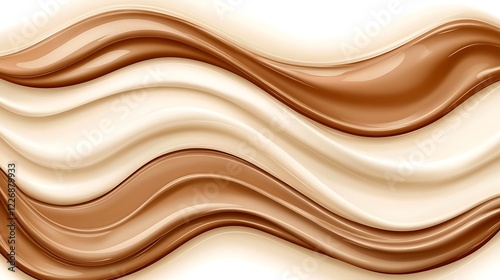 Swirling waves of beige and brown liquid cream