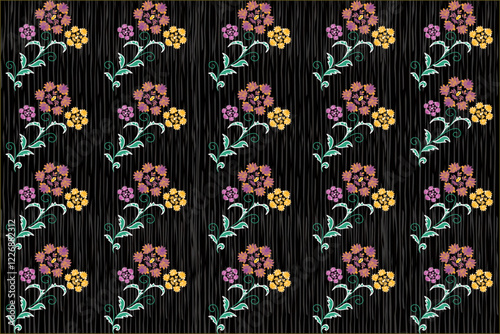 Seamless flora pattern embroidery, Indian Style. art ornament print. Design for Capet, Cover, fabric, drapery, table linens, and for clothing 