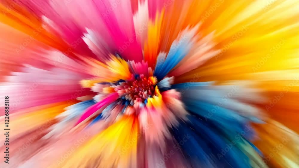Vivid explosion of colors creating an abstract pattern in a vibrant design during a bright daylight setting