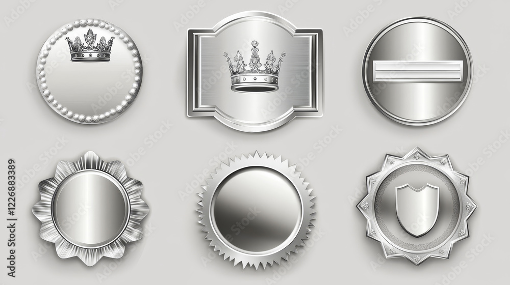 Price special offer silver badge or round label. Store best price symbol or glossy metal label, shop special offer vector stamp or sign. Shop sale promotion premium glossy metal tag with crown Price special offer silver badge or round label. Store best price symbol or glossy metal label, shop special offer vector stamp or sign. Shop sale promotion premium glossy metal tag with crown
