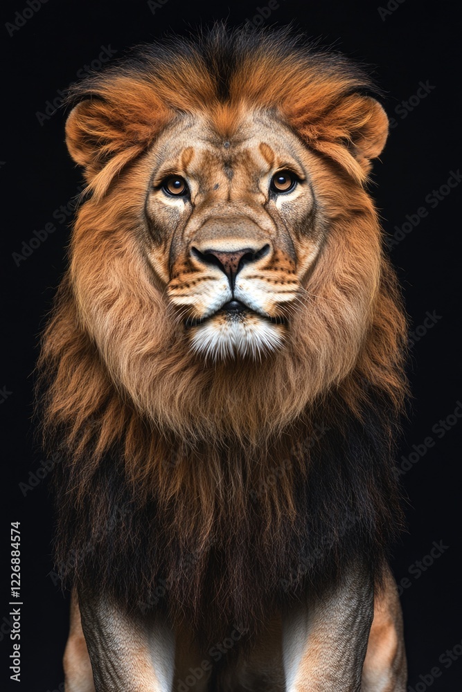 Fototapeta premium Close-up photo of a lion looking directly at the camera