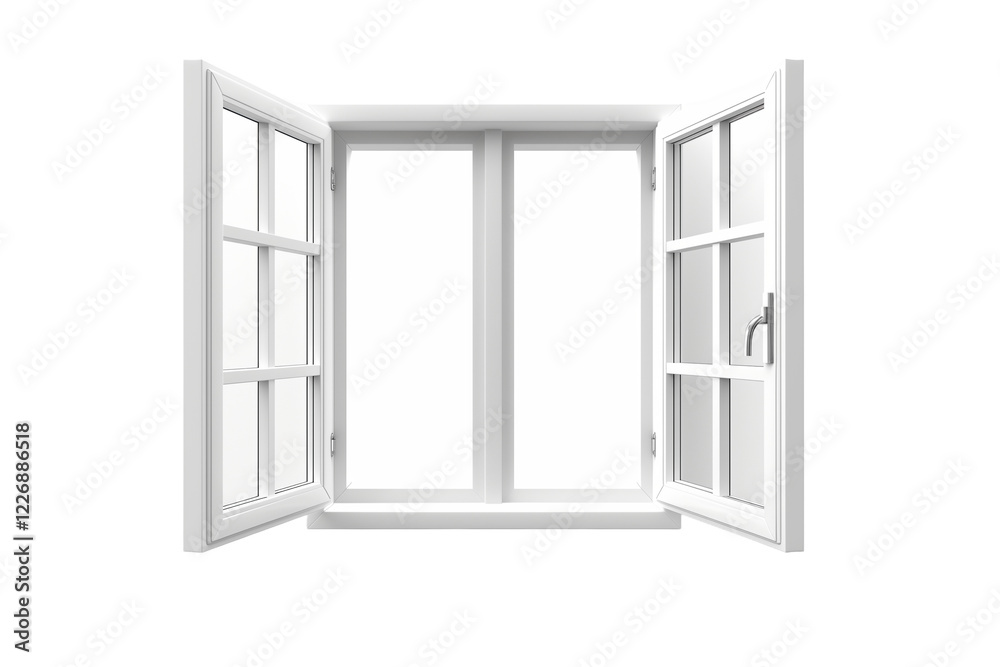 Open Window Frame in Modern Style With Transparent Background Showcasing Bright Simplicity and Elegance