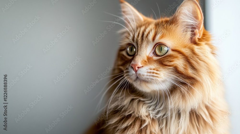 Majestic Orange Tabby Cat with Striking Green Eyes at Home Majestic Orange Tabby Cat with Striking Green Eyes at Home
