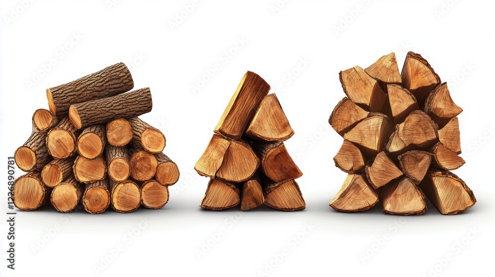 Stacks of Cut Logs Arranged in a Pile for Firewood Supply Stacks of Cut Logs Arranged in a Pile for Firewood Supply