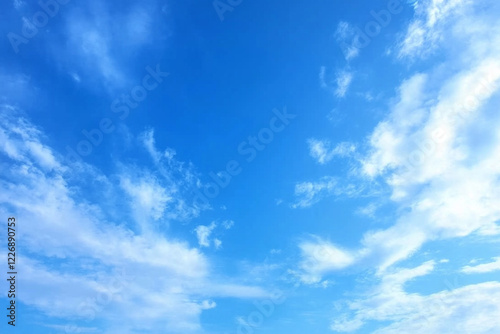 Blue Sky with White Fluffy Clouds, summer sky, spring season, blue sky with white cloud background, white cloud on blue sky, blue sky background with clouds, blue sky with clouds, Generative Ai