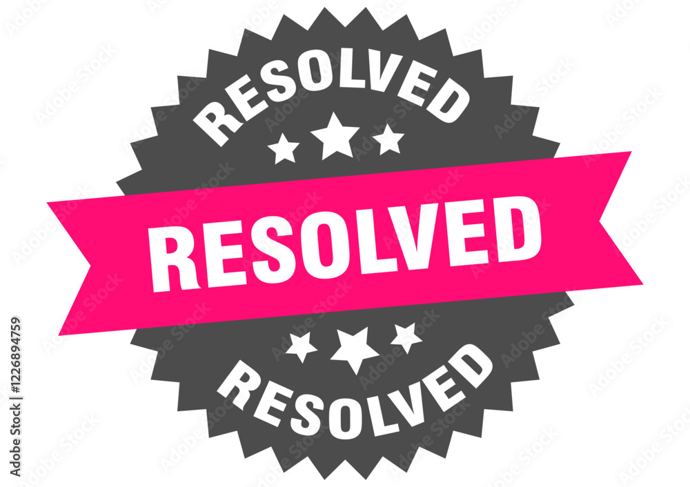 Obraz premium resolved. resolved round pink label isolated on transparent background