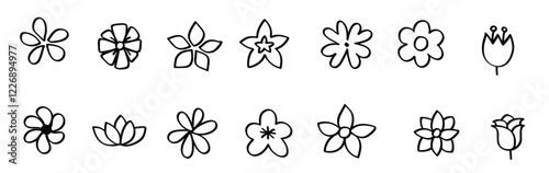 illustration set flower icons