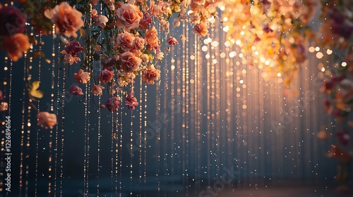 Wedding backdrop with flowers and wedding decorations